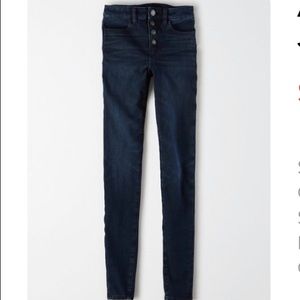 American Eagle Dark Wash Button Fly High Rise Jegging Size US 10 X-Long NWT